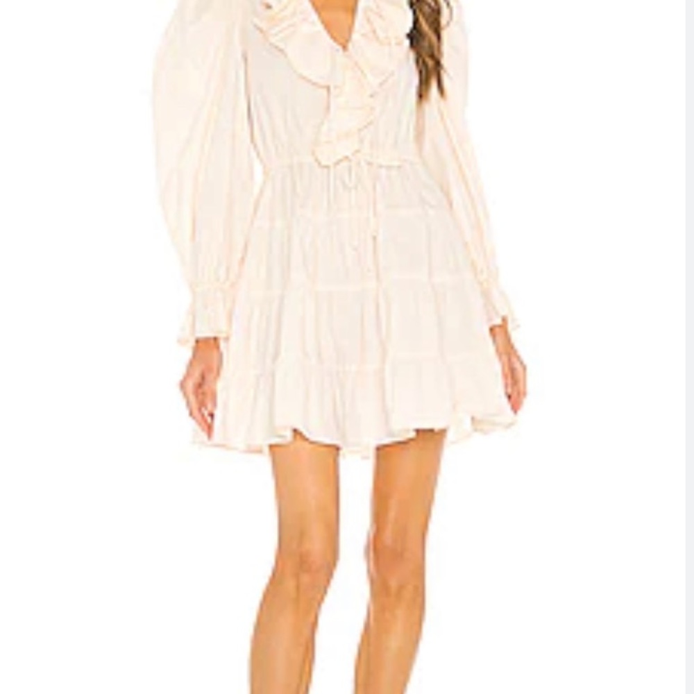 Ulla Johnson Caris Dress Dogwood Cream ruffle puff sleeve 2 mini pockets